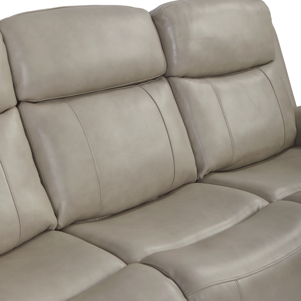 Orsini Beige Leather Dual Power Reclining Sofa - Thumbnail - Image 4