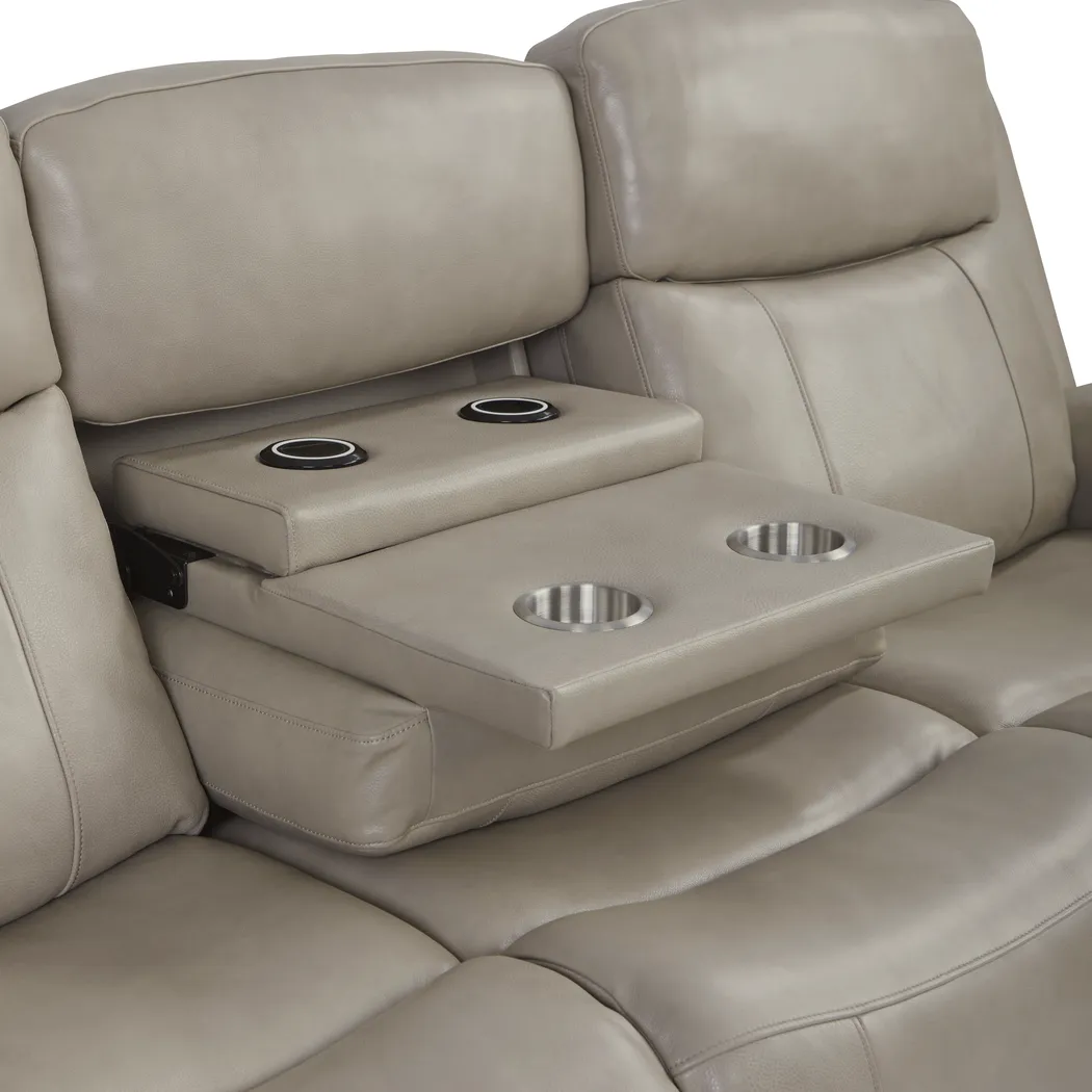 Orsini Beige Leather 5 Pc Living Room with Dual Power Reclining Sofa - Thumbnail - Image 7