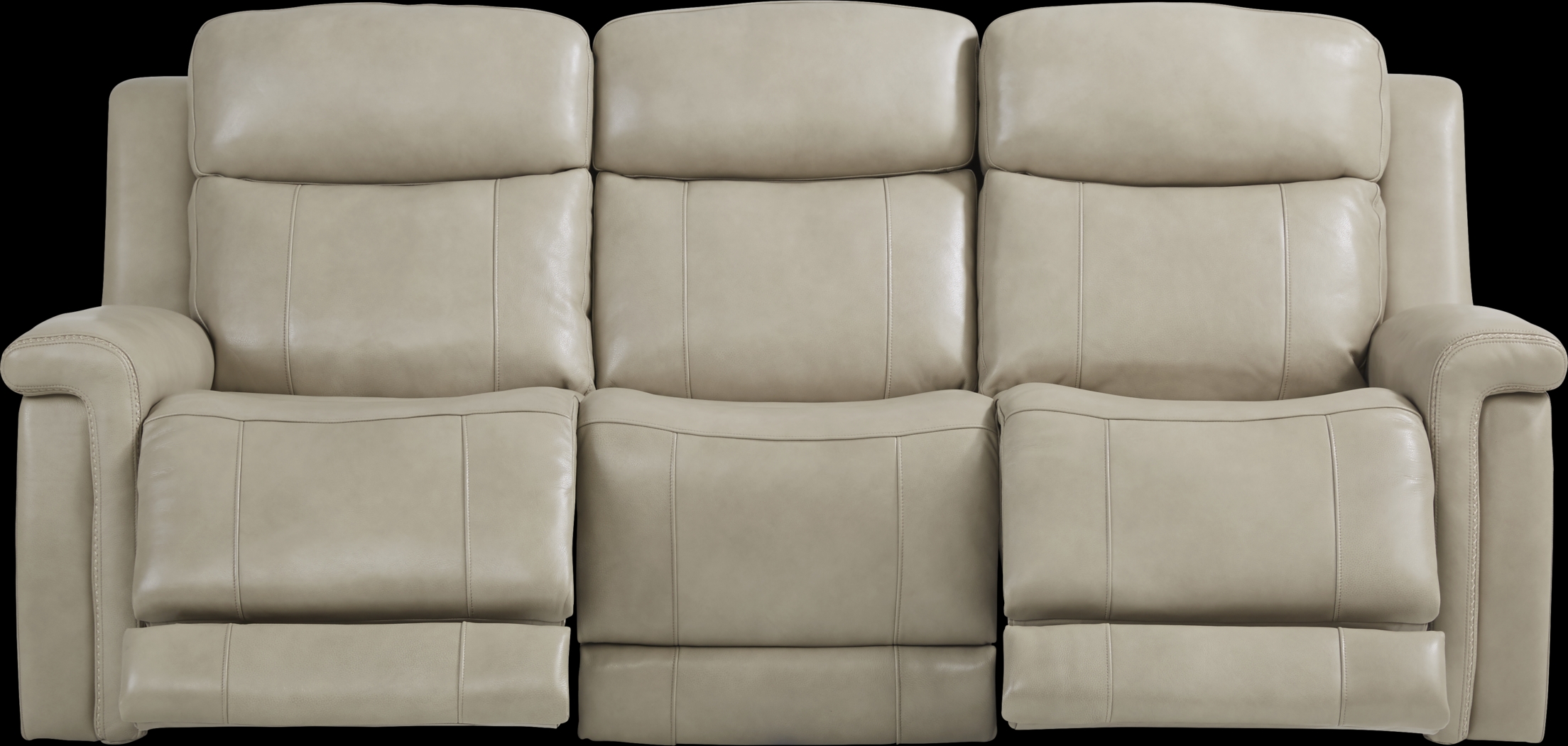 Orsini Beige Leather Dual Power Reclining Sofa - Thumbnail - Image 4