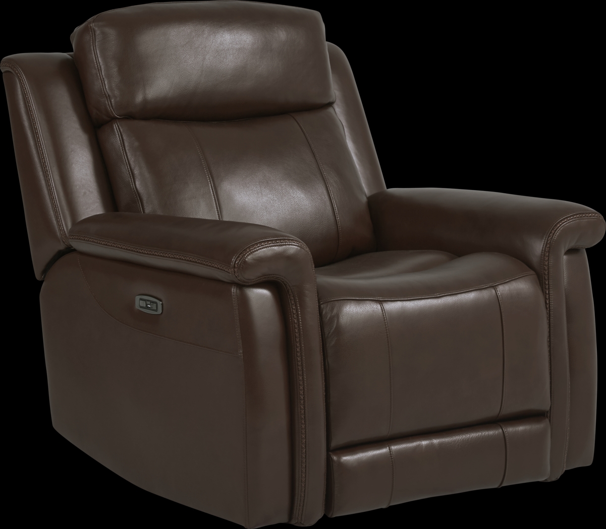 Orsini Brown Leather Dual Power Recliner - Thumbnail - Image 1