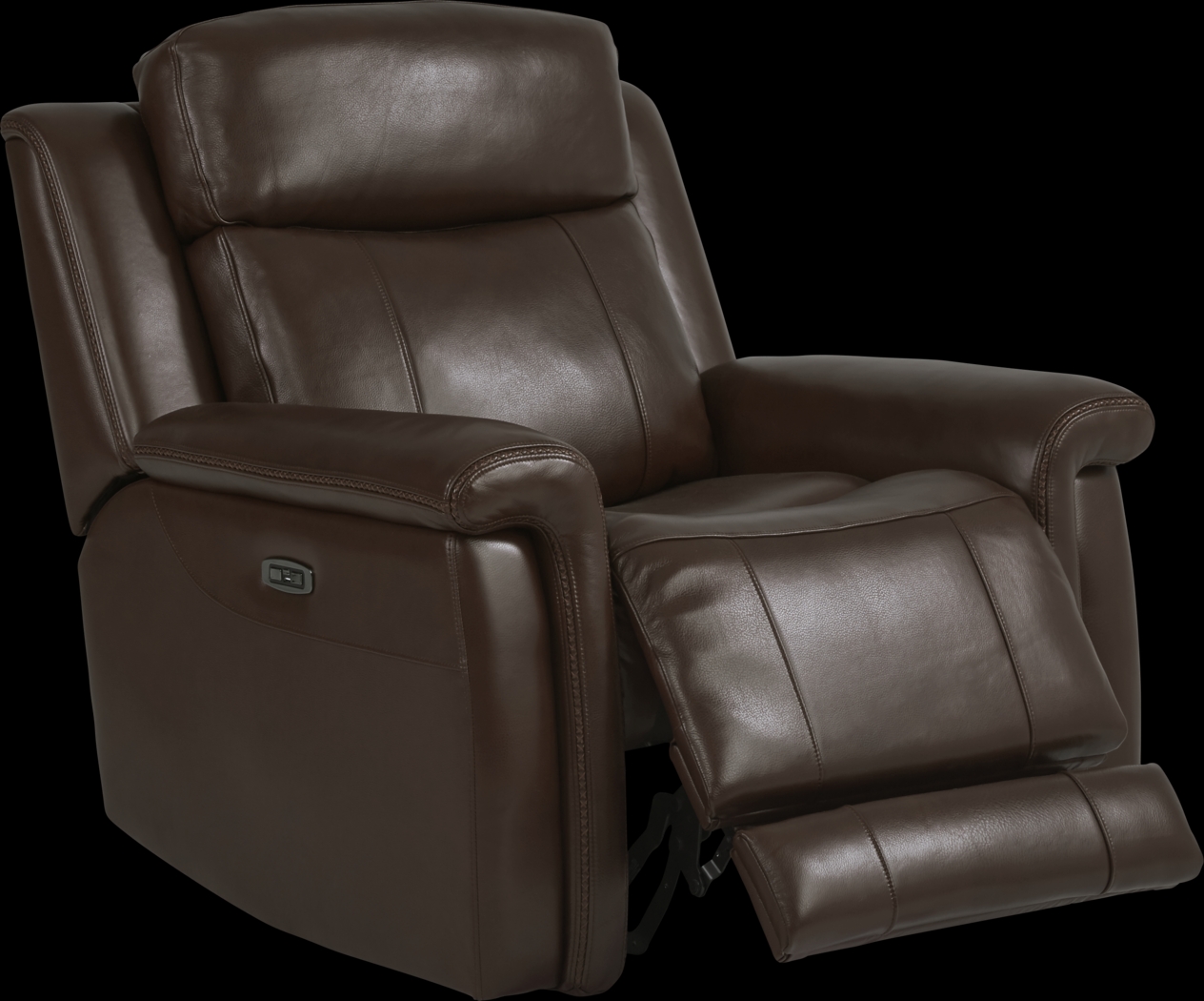 Orsini Brown Leather Dual Power Recliner - Thumbnail - Image 2