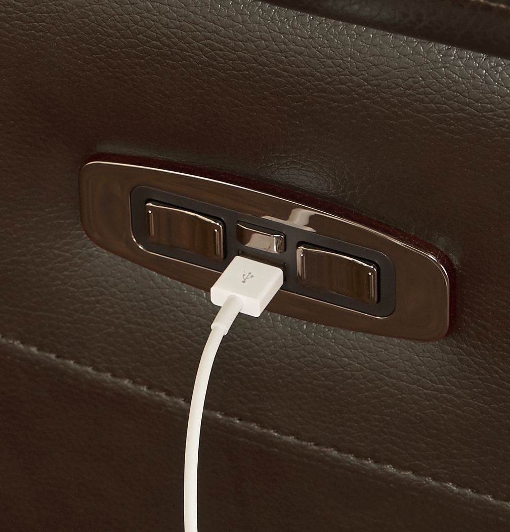 Orsini Brown Leather Dual Power Recliner - Thumbnail - Image 3