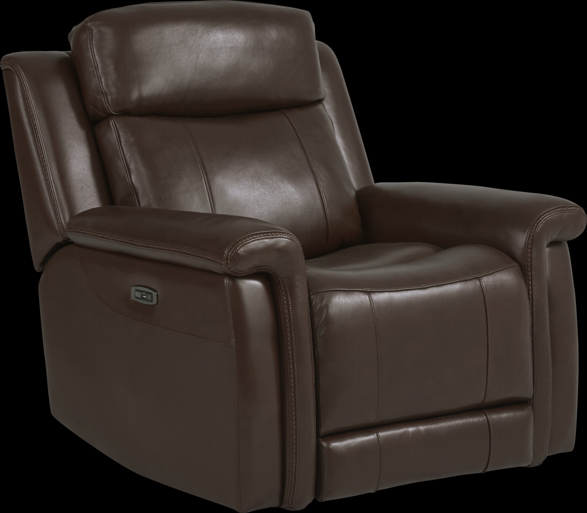 Orsini Brown Leather Dual Power Recliner - Thumbnail - Image 1