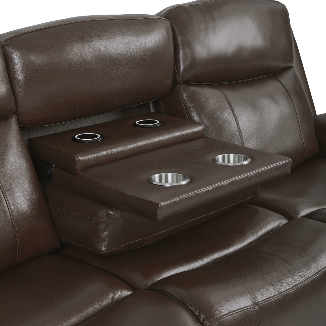 Orsini Brown Leather 5 Pc Dual Power Reclining Living Room - Thumbnail - Image 4