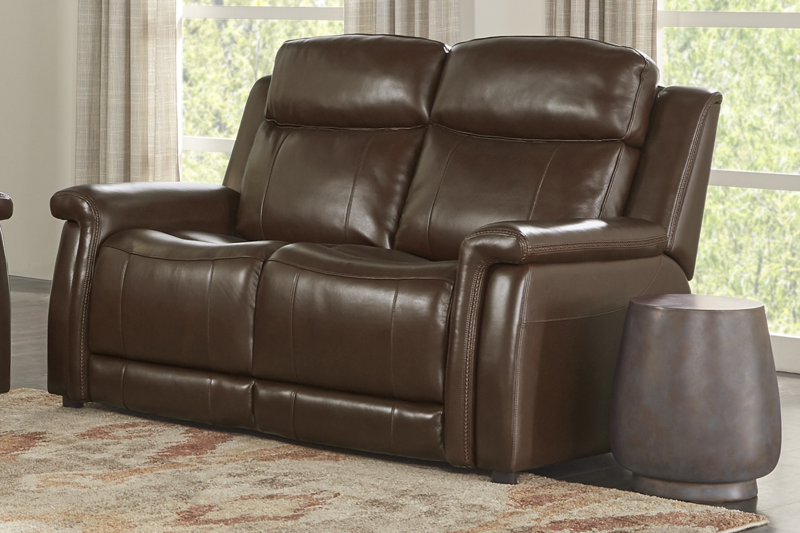 Orsini Brown Leather Loveseat - Thumbnail - Image 4