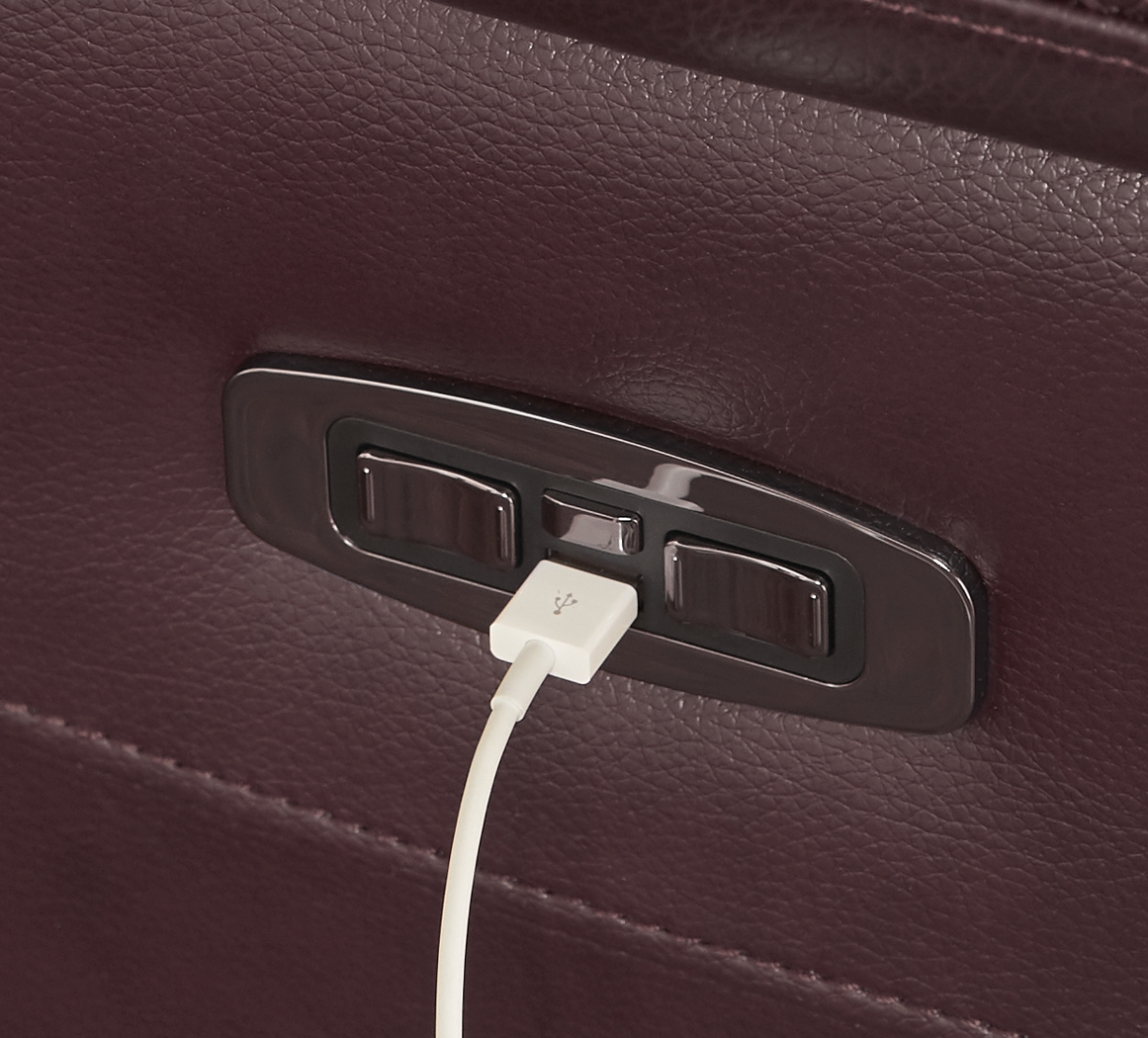 Orsini Red Leather 5 Pc Dual Power Reclining Living Room - Thumbnail - Image 7