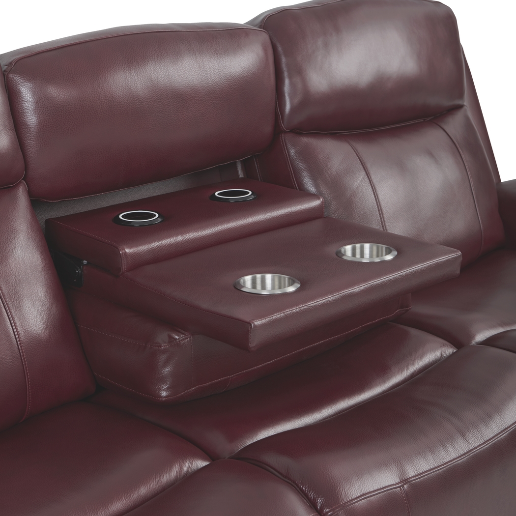 Orsini Red Leather 3 Pc Living Room with Dual Power Reclining Sofa - Thumbnail - Image 6