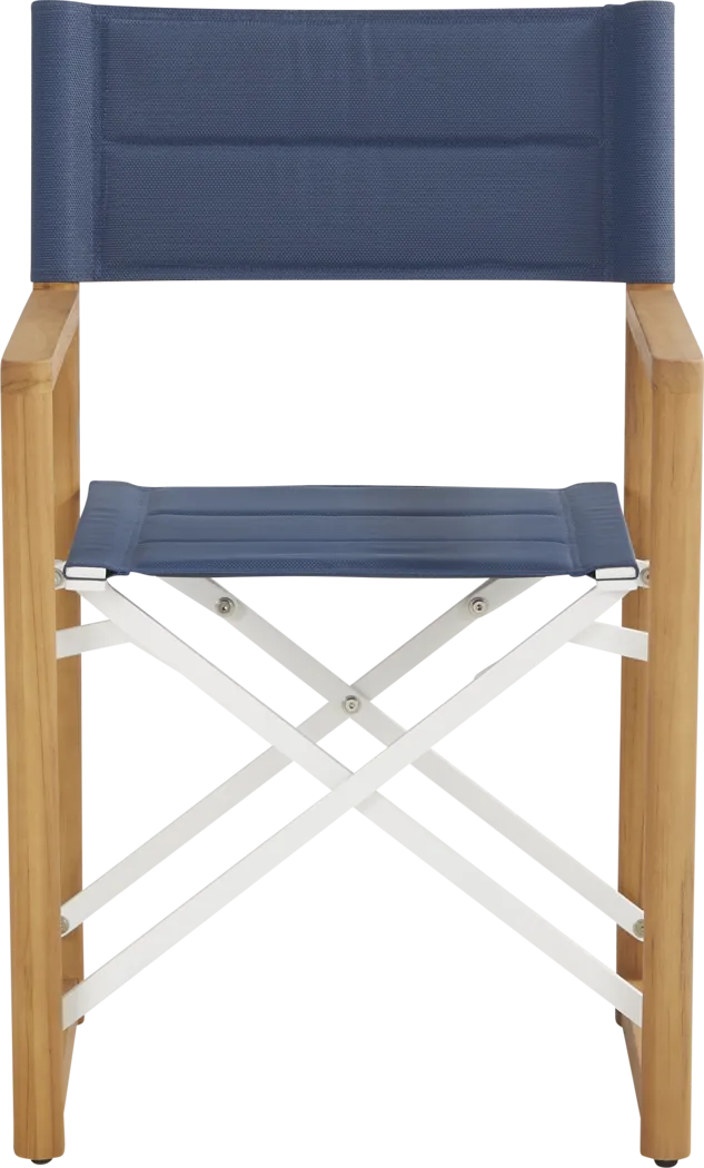 Oscar Natural 5 Pc Folding Outdoor Dining Set with Blue Chairs - Thumbnail - Image 7