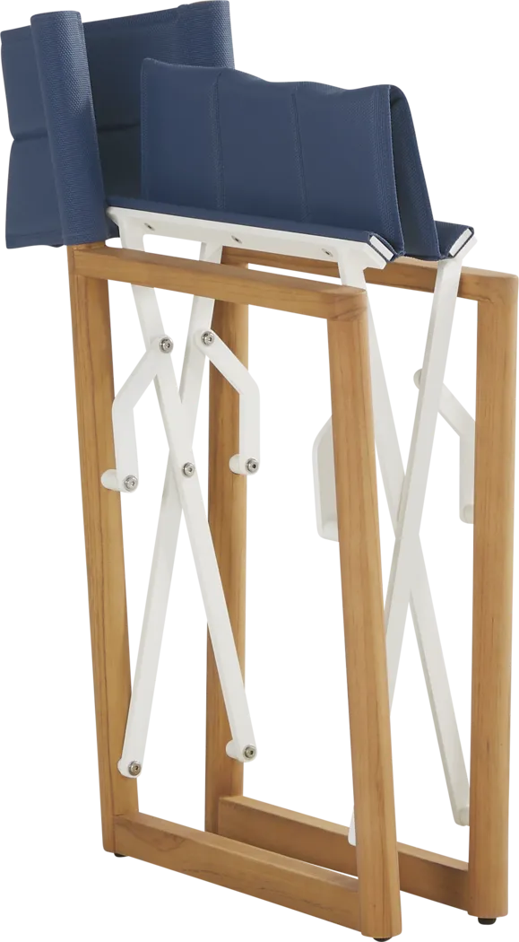 Oscar Natural 5 Pc Folding Outdoor Dining Set with Blue Chairs - Thumbnail - Image 8