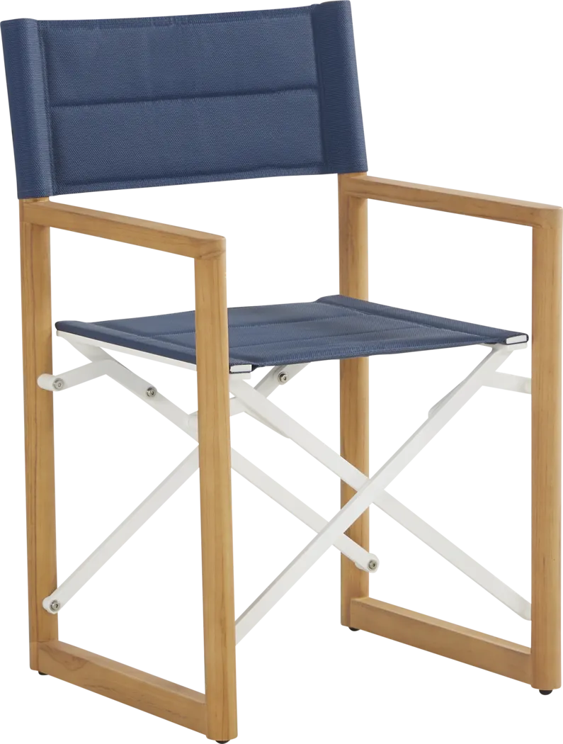 Oscar Natural 5 Pc Folding Outdoor Dining Set with Blue Chairs - Thumbnail - Image 6