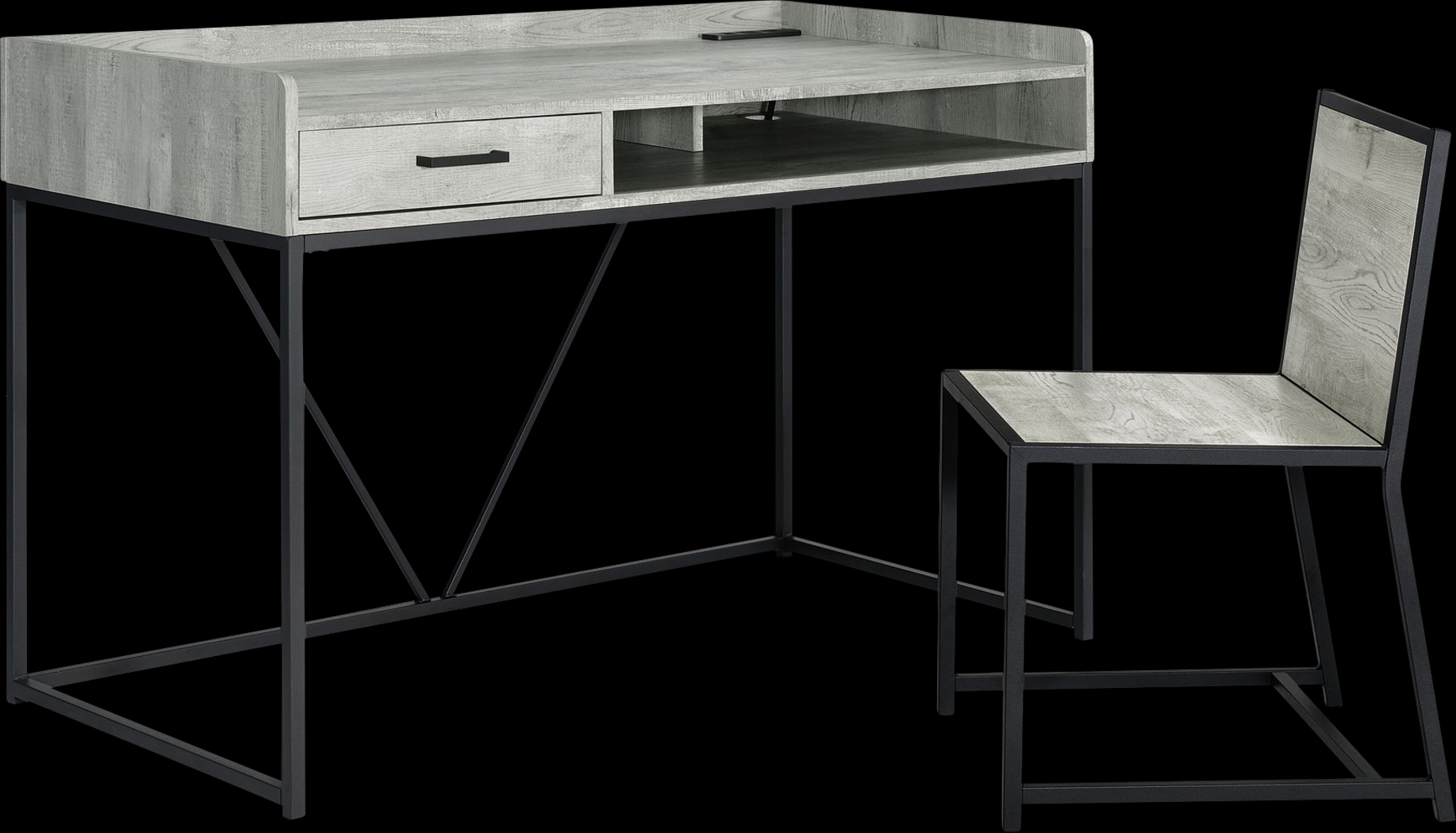 Oseye Gray Desk and Chair Set - Thumbnail - Image 1