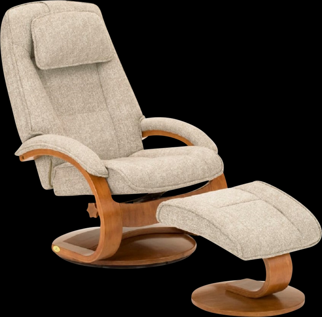 Oslo Collection Bergen Beige Recliner & Ottoman - Thumbnail - Image 1