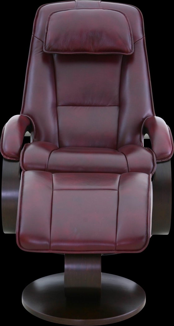 Oslo Collection Bergen Burgundy Recliner & Ottoman - Thumbnail - Image 2