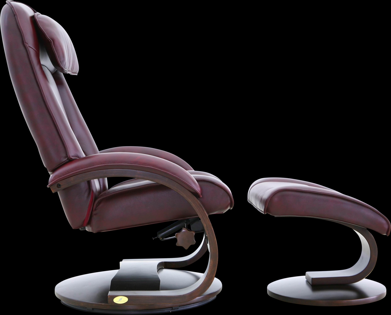 Oslo Collection Bergen Burgundy Recliner & Ottoman - Thumbnail - Image 3