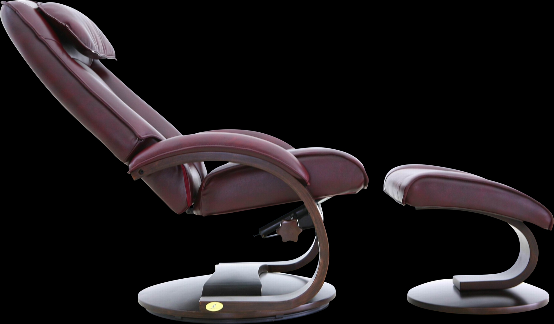 Oslo Collection Bergen Burgundy Recliner and Ottoman - Thumbnail - Image 4