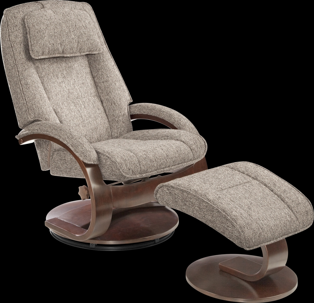 Oslo Collection Bergen Gray Recliner & Ottoman - Thumbnail - Image 1