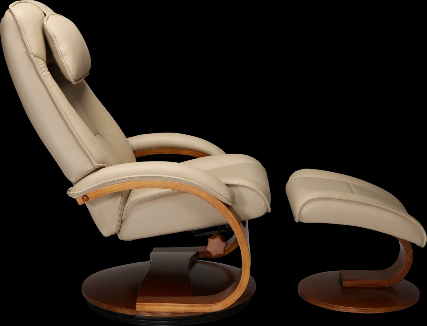 Oslo Collection Bergen Tan Recliner & Ottoman - Thumbnail - Image 4