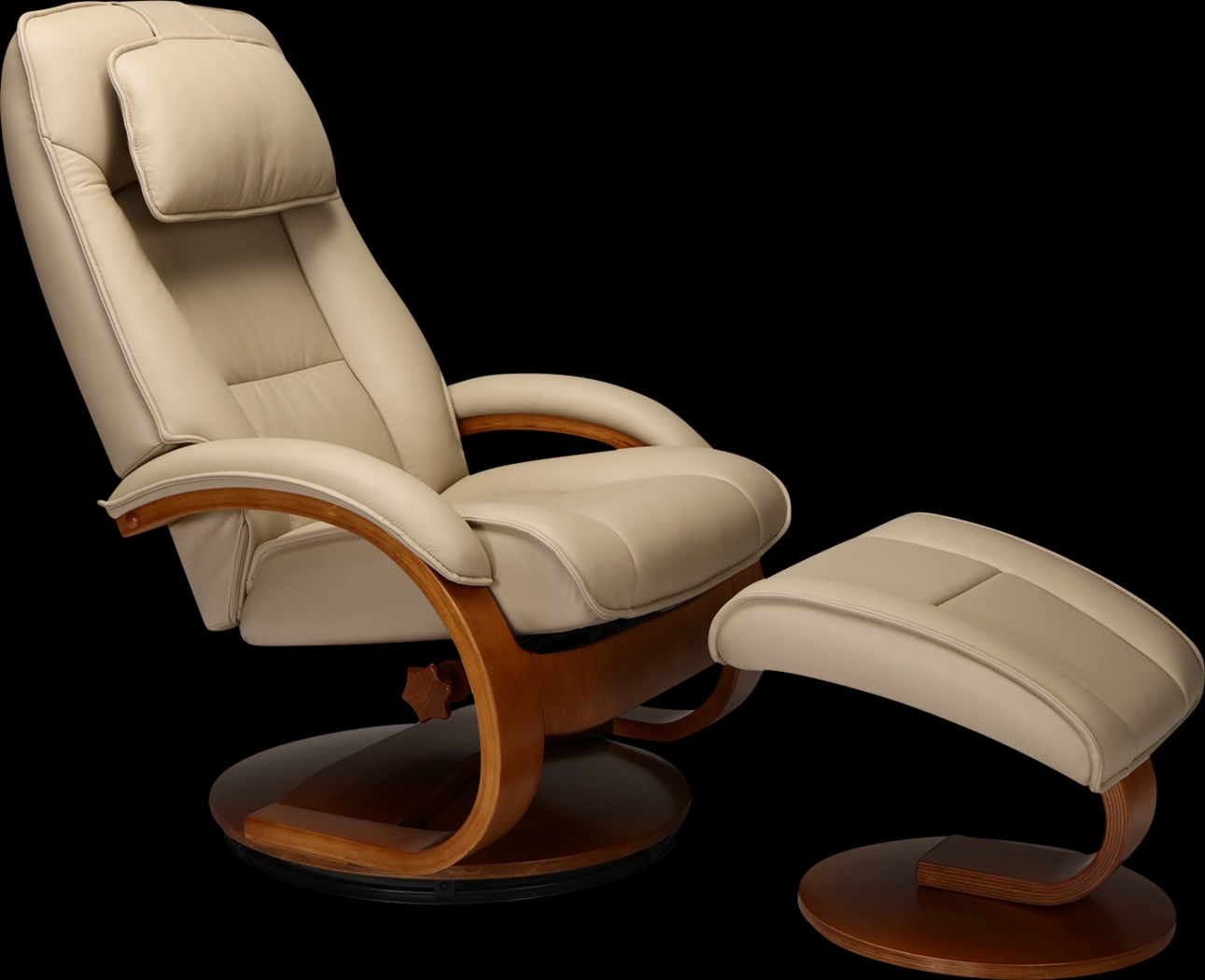 Oslo Collection Bergen Tan Recliner & Ottoman - Thumbnail - Image 1