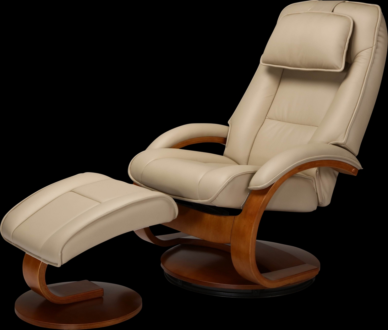 Oslo Collection Bergen Tan Recliner and Ottoman - Thumbnail - Image 3