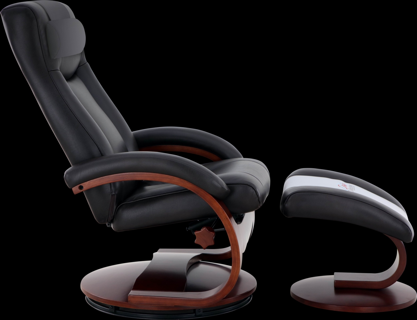 Oslo Collection Hamar Black Leather Recliner & Ottoman - Thumbnail - Image 5