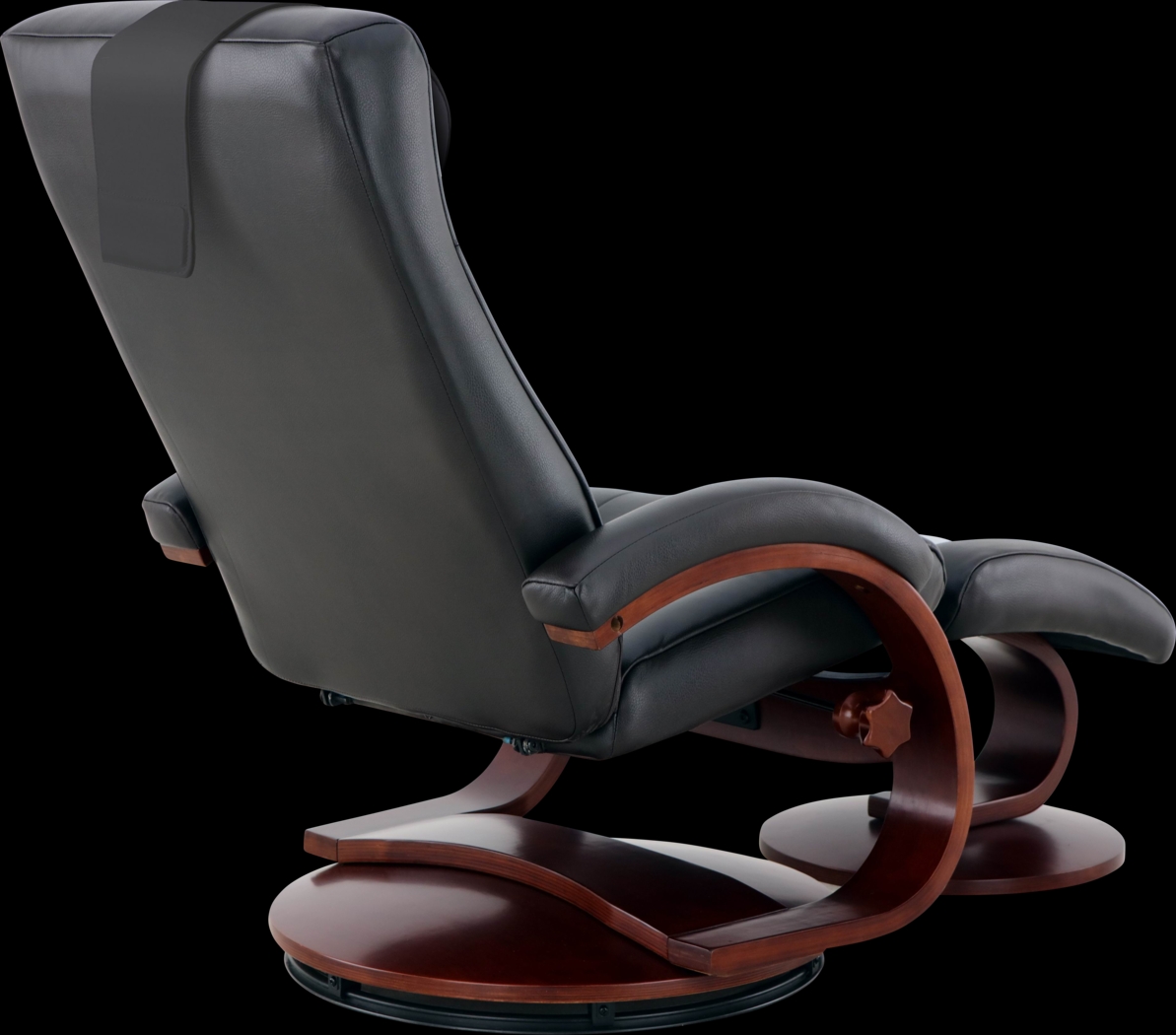 Oslo Collection Hamar Black Leather Recliner & Ottoman - Thumbnail - Image 6