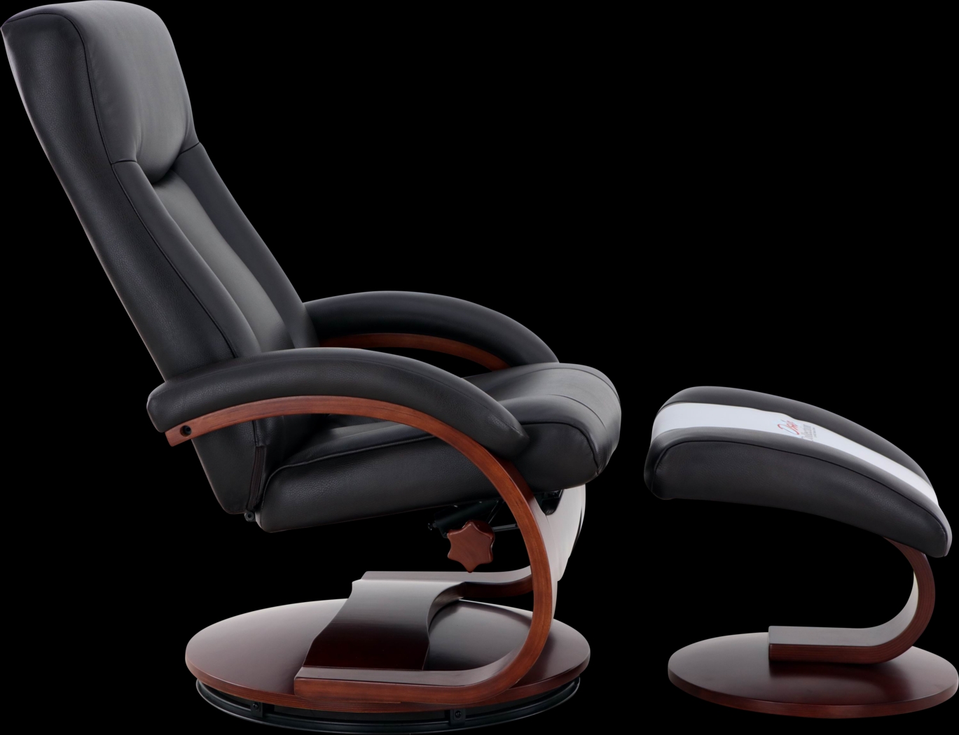 Oslo Collection Hamar Black Recliner & Ottoman - Thumbnail - Image 3