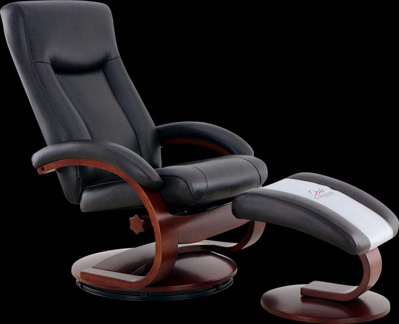 Oslo Collection Hamar Black Recliner & Ottoman - Thumbnail - Image 1