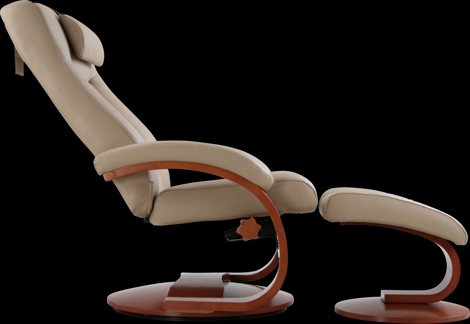 Oslo Collection Hamar Tan Leather Recliner & Ottoman - Thumbnail - Image 5