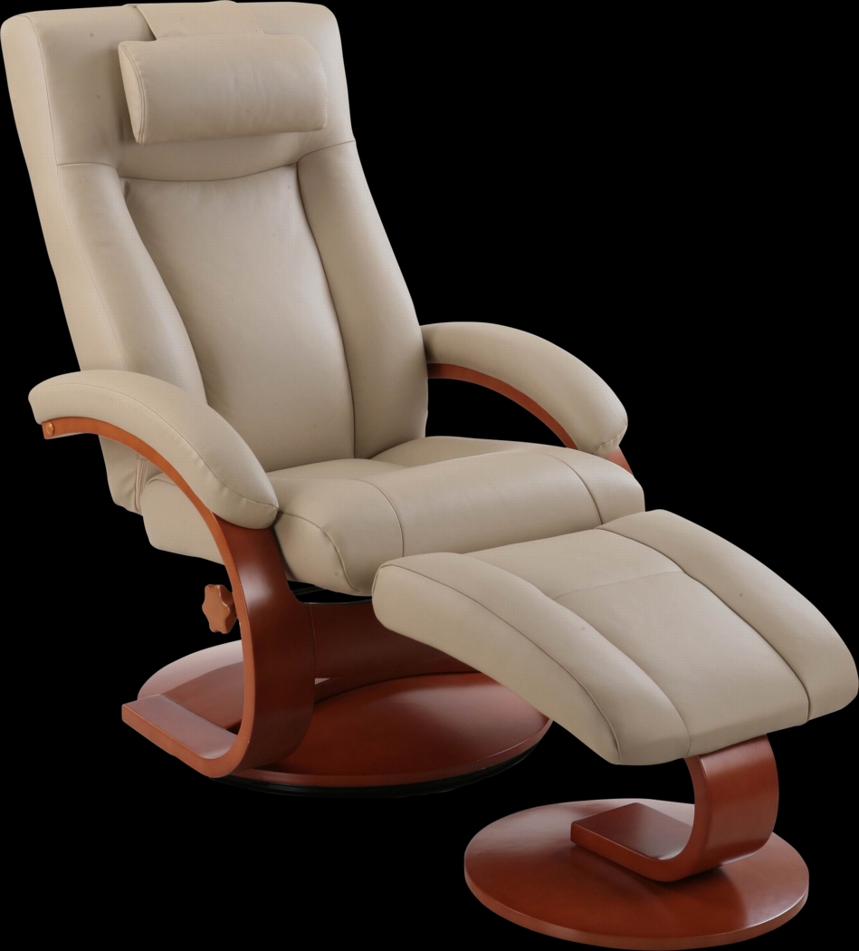 Oslo Collection Hamar Tan Leather Recliner & Ottoman - Thumbnail - Image 1