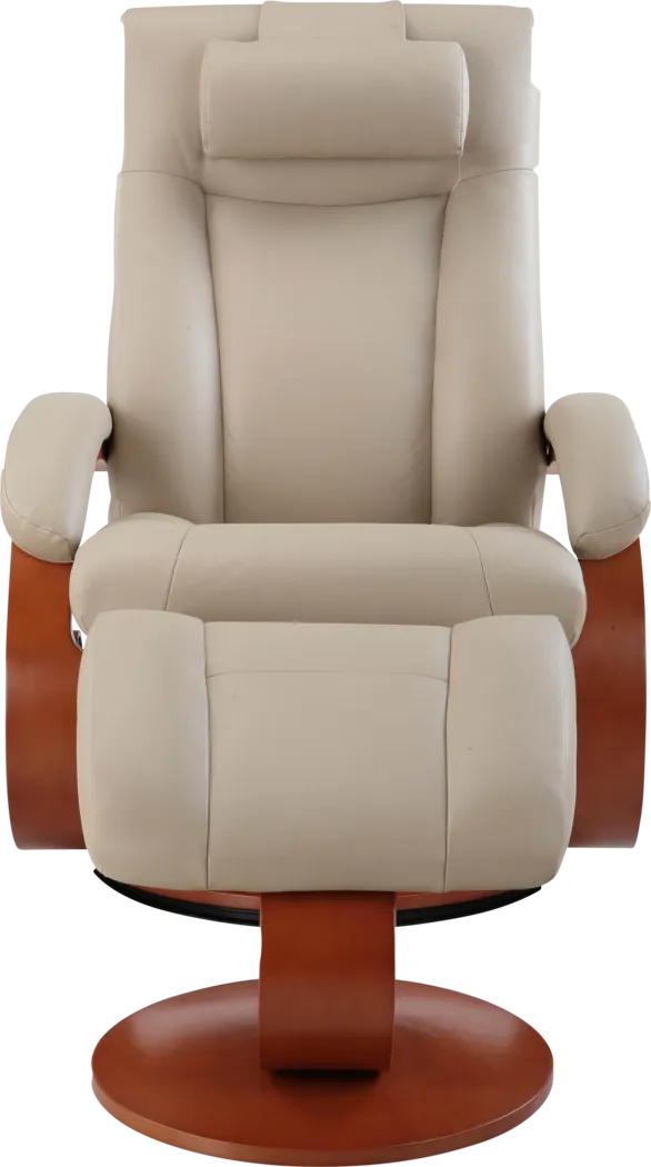 Oslo Collection Hamar Tan Leather Recliner & Ottoman - Thumbnail - Image 6