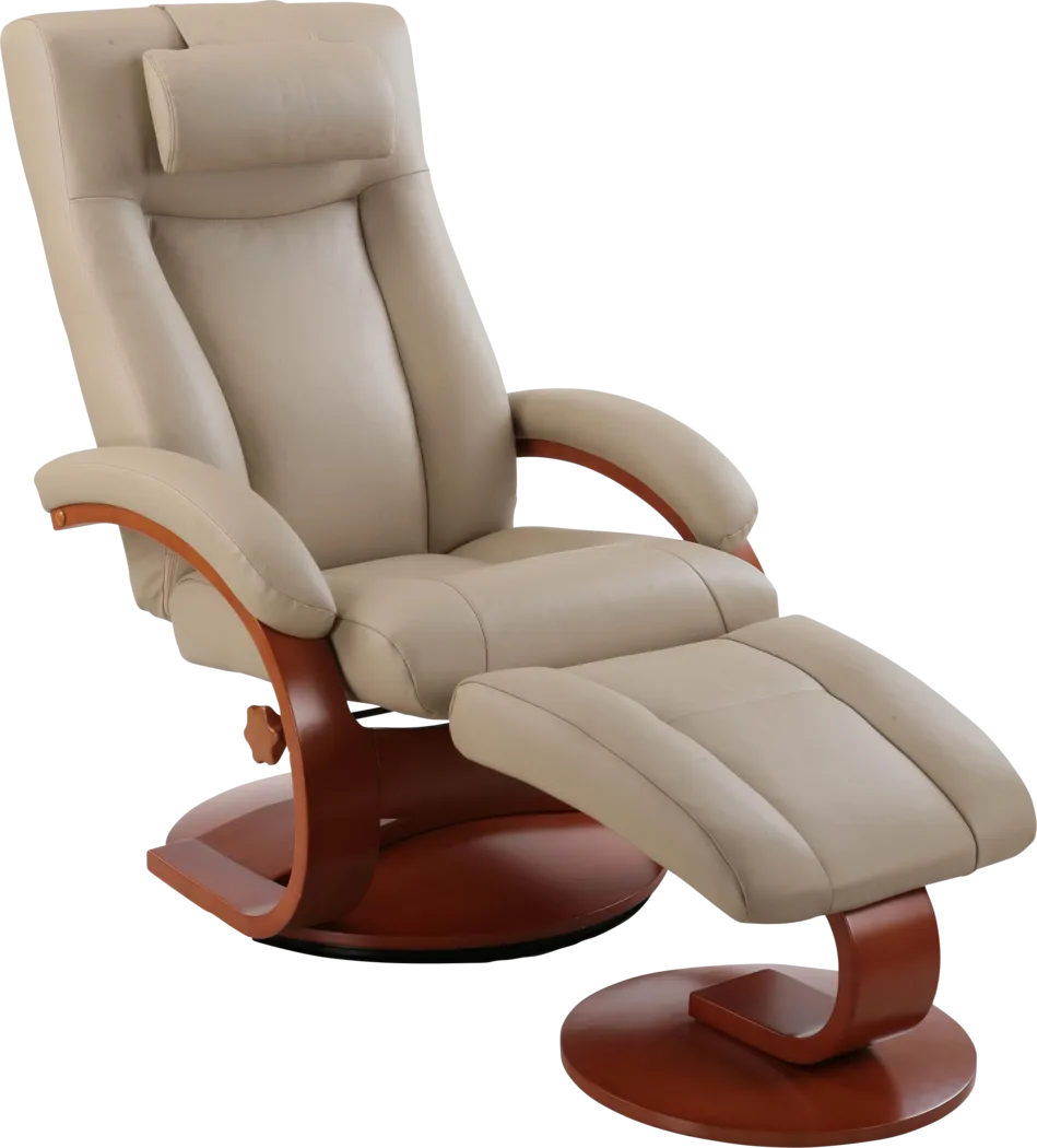 Oslo Collection Hamar Tan Leather Recliner & Ottoman - Thumbnail - Image 1