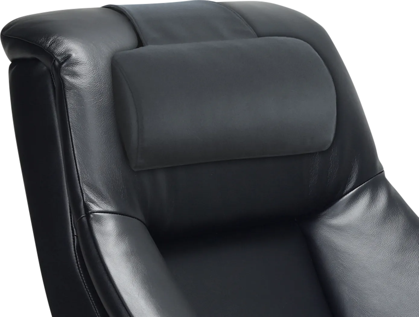 Oslo Collection Mandal Black Leather Recliner & Ottoman - Thumbnail - Image 3
