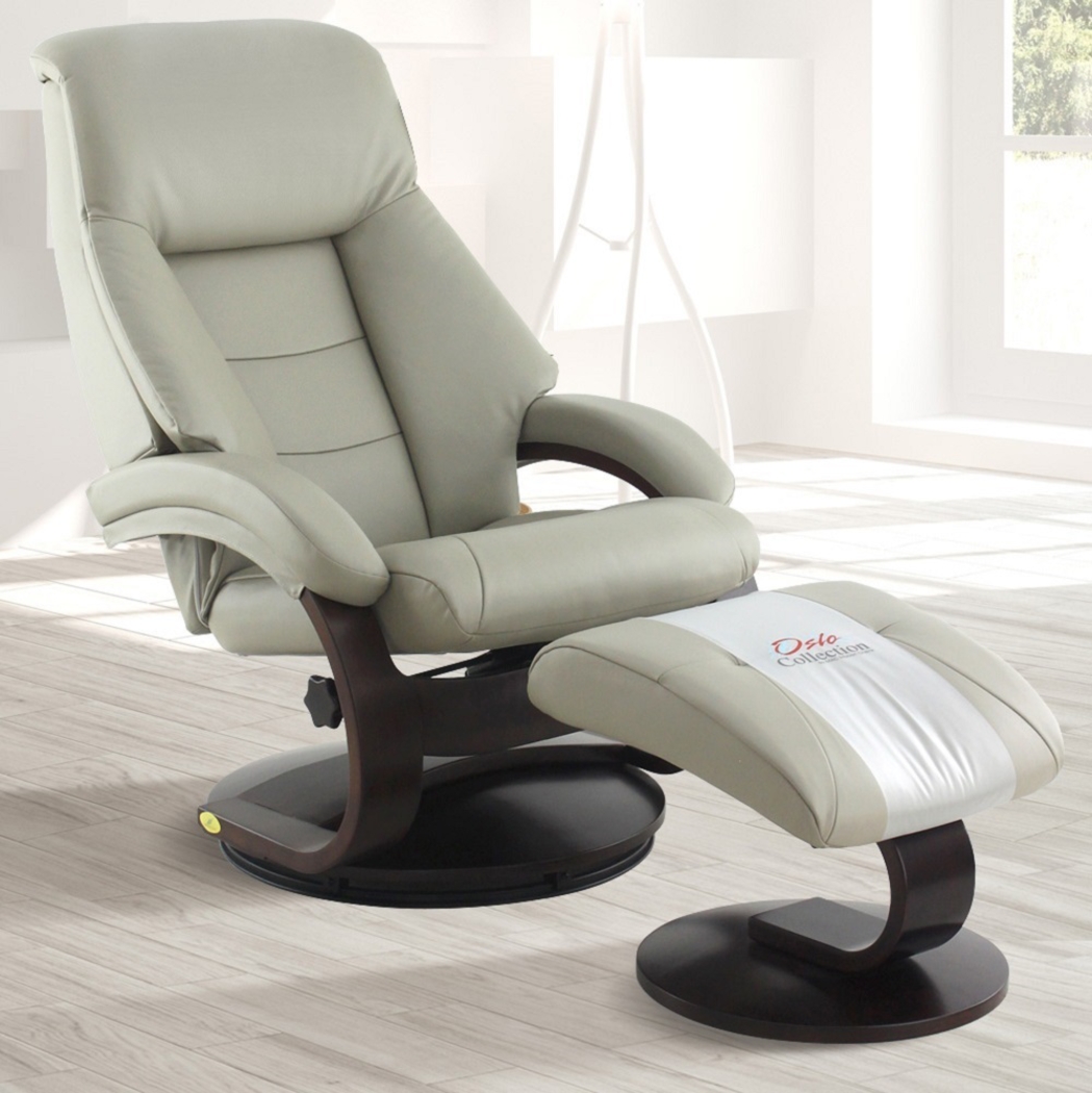 Oslo Collection Mandal Gray Recliner & Ottoman - Thumbnail - Image 2