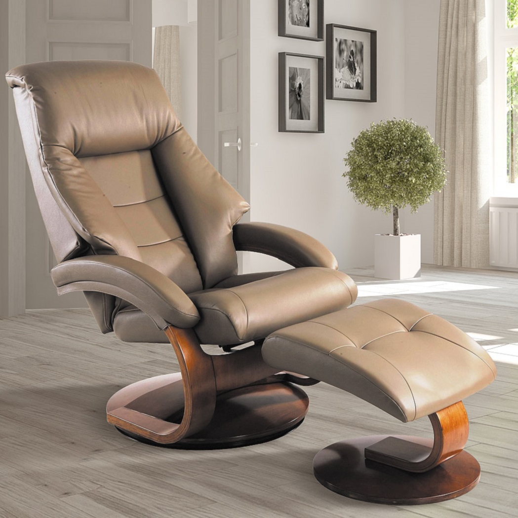 Oslo Collection Mandal Tan Recliner & Ottoman - Thumbnail - Image 2