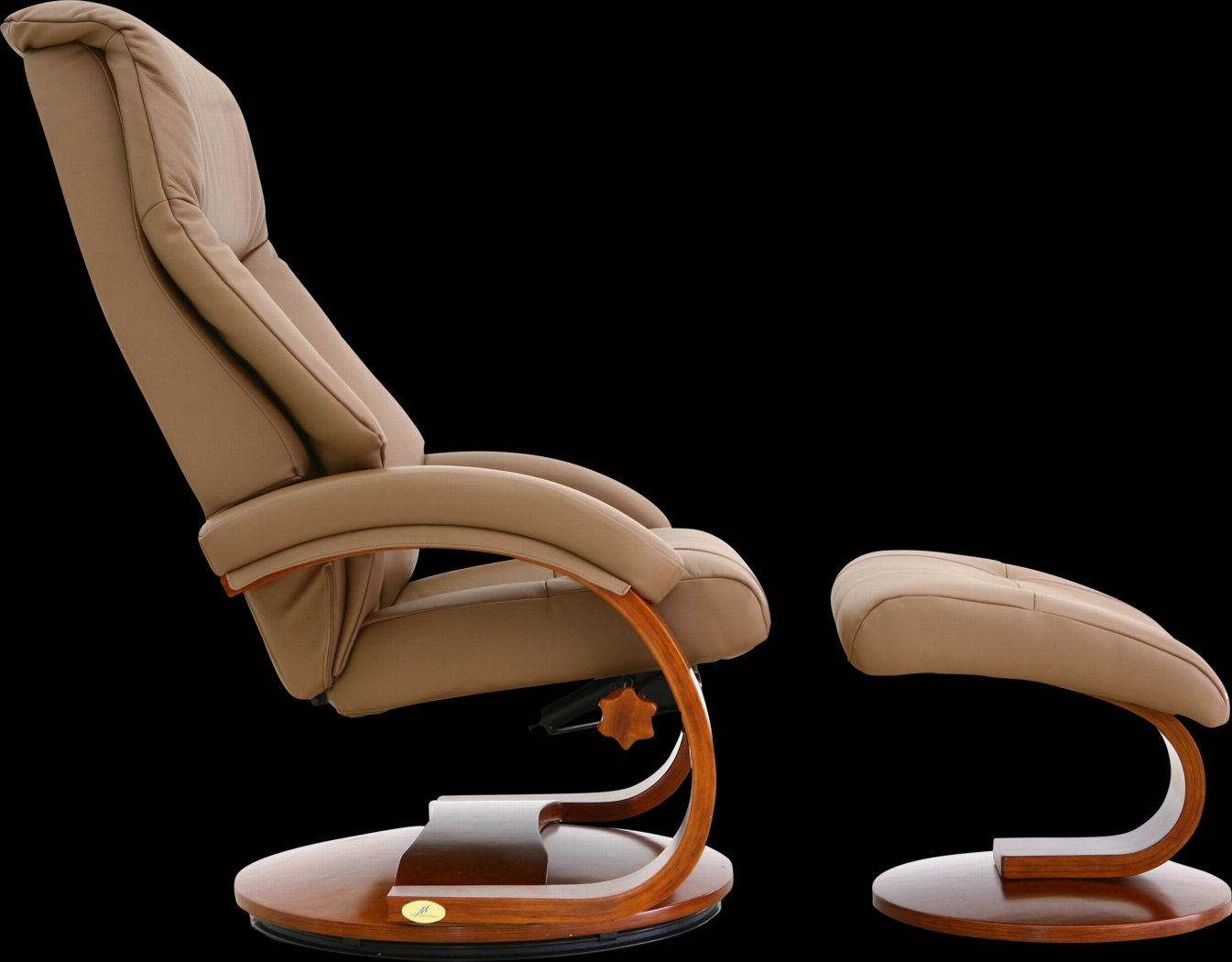 Oslo Collection Mandal Tan Recliner & Ottoman - Thumbnail - Image 3