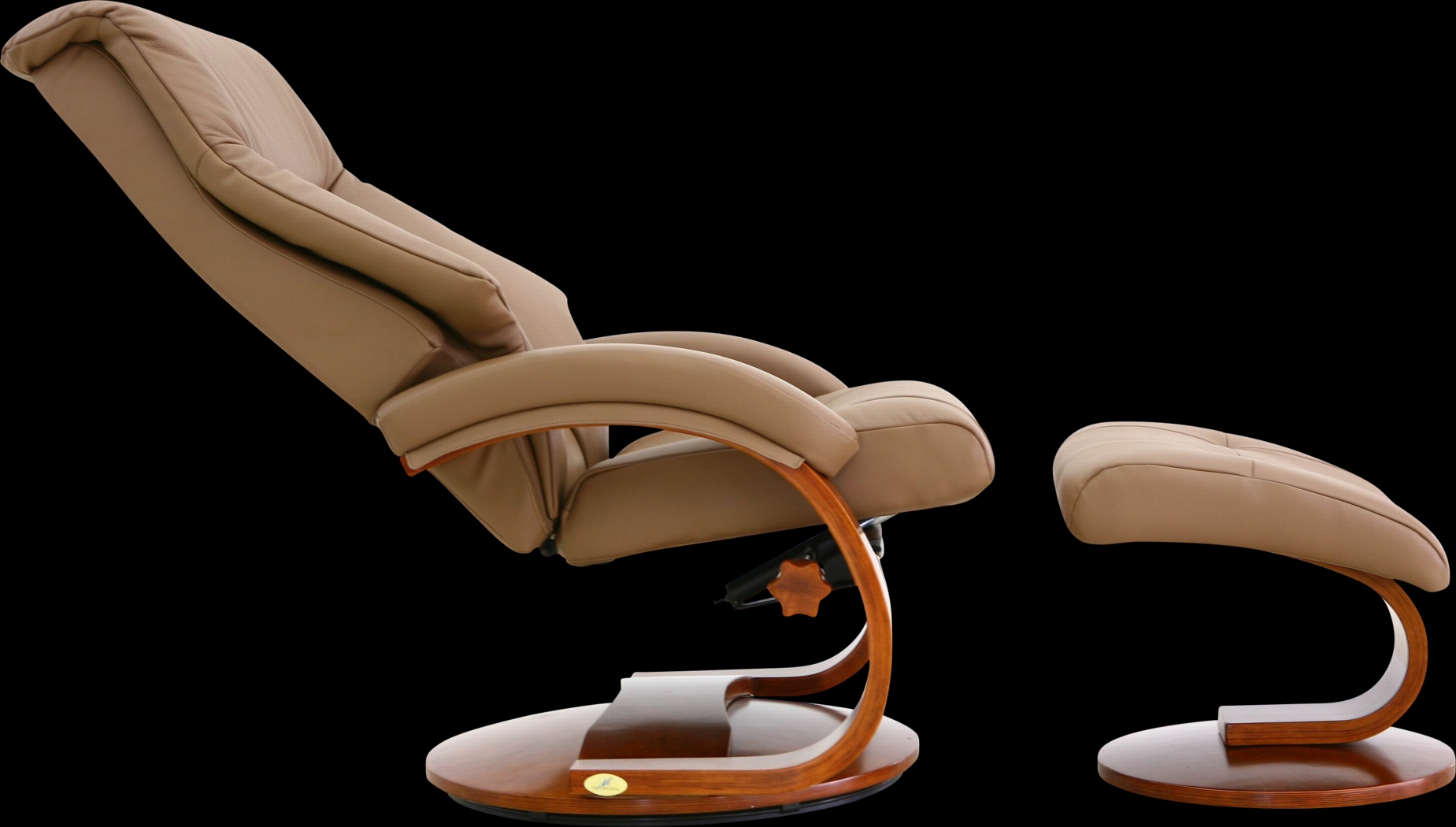 Oslo Collection Mandal Tan Recliner & Ottoman - Thumbnail - Image 4