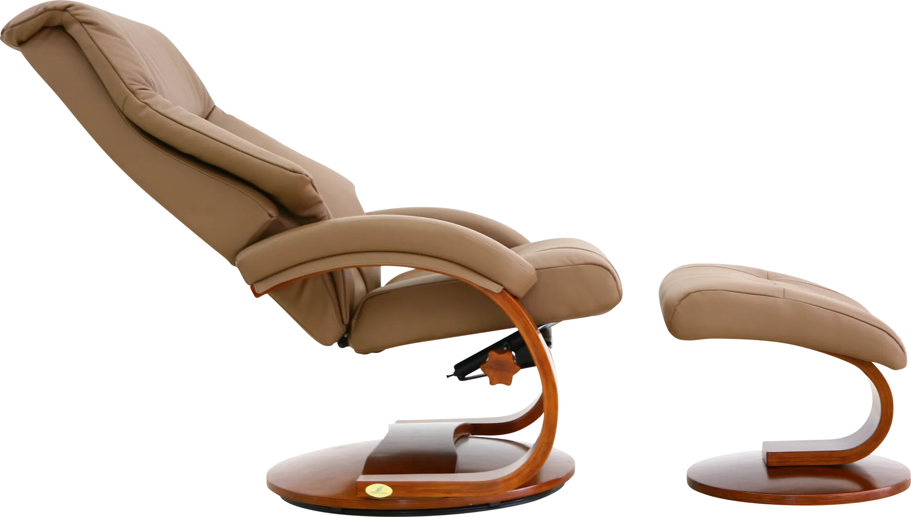 Oslo Collection Mandal Tan Recliner & Ottoman - Thumbnail - Image 4