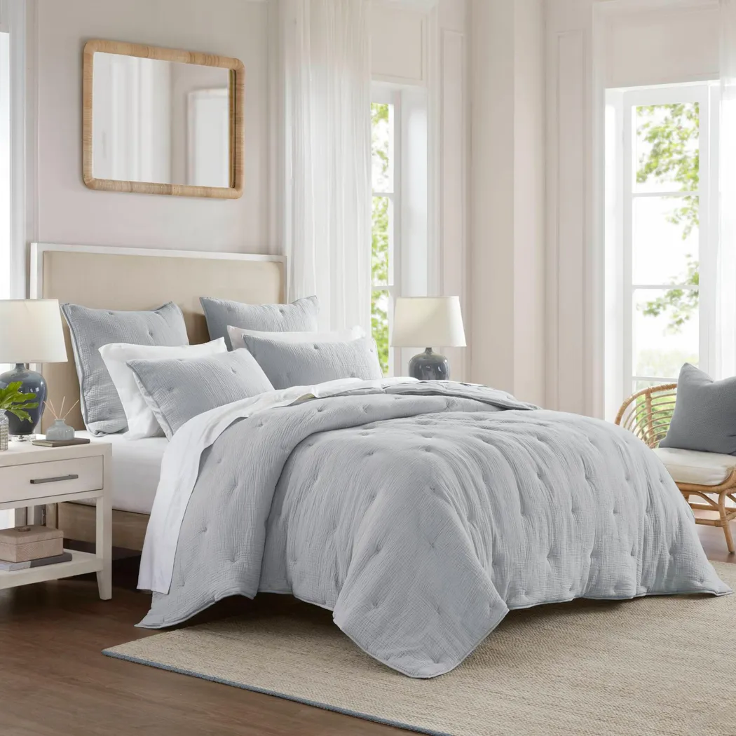 Osne Blue 3 Pc King Quilt Set - Image 3