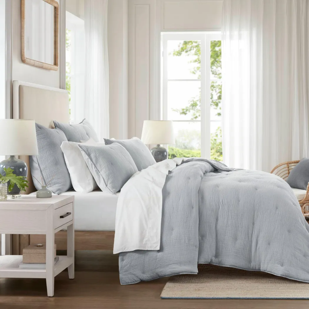 Osne Blue 3 Pc King Quilt Set - Image 4