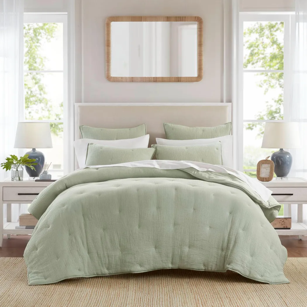 Osne Sage Green 3 Pc King Quilt Set - Image 3