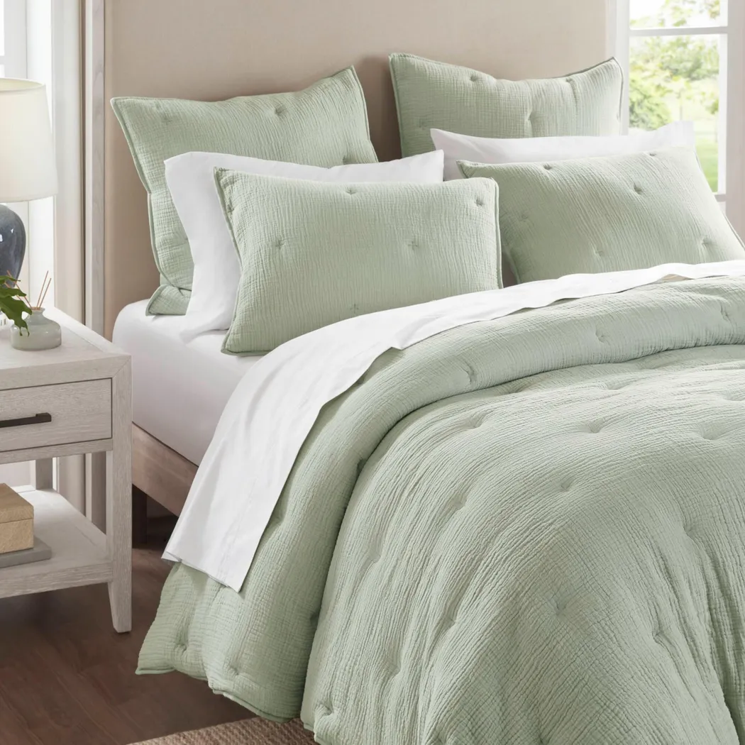 Osne Sage Green 3 Pc King Quilt Set - Image 7