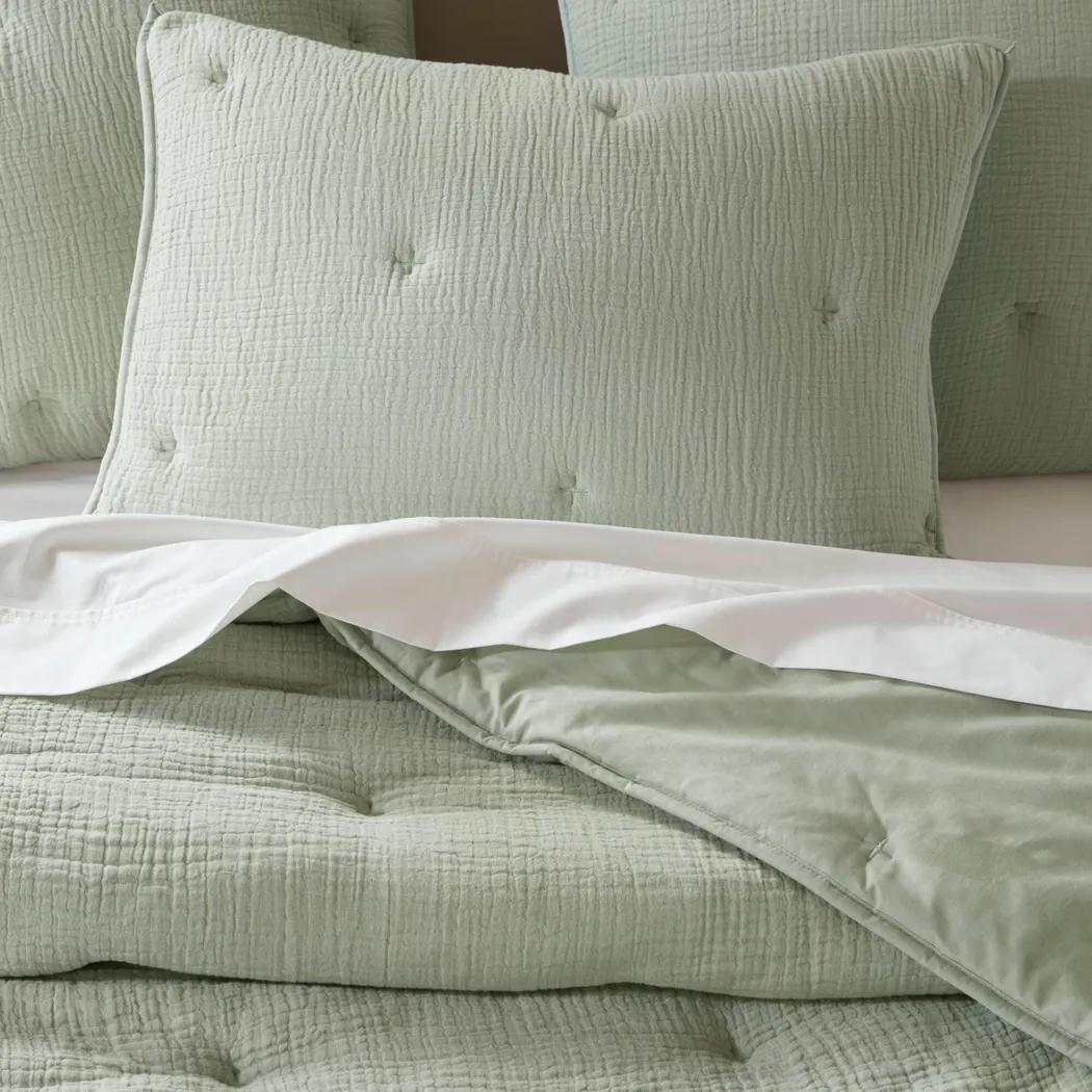 Osne Sage Green 3 Pc King Quilt Set - Image 8
