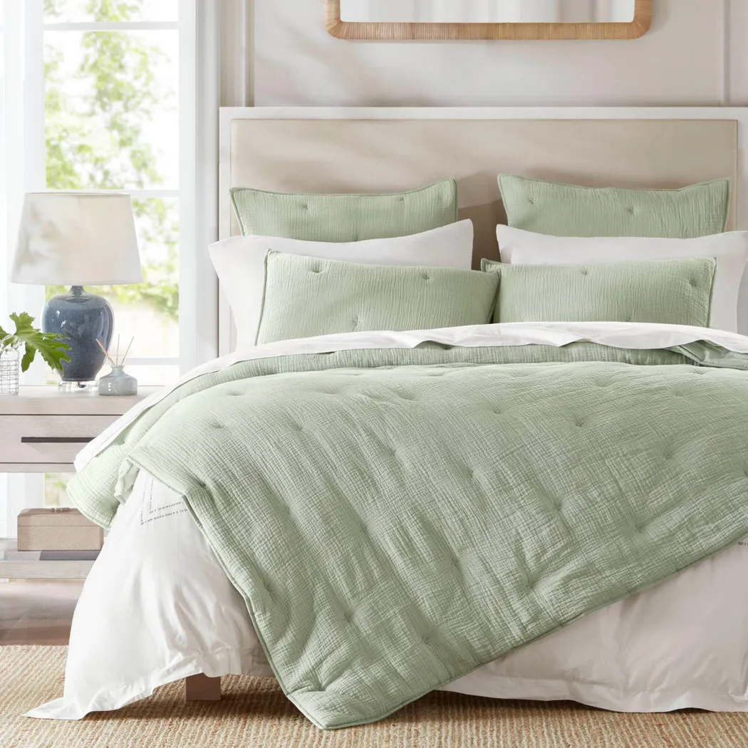 Osne Sage Green 3 Pc King Quilt Set - Image 9