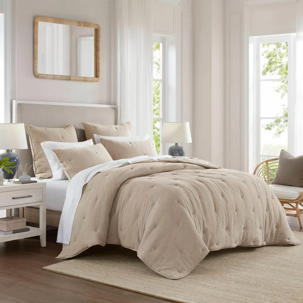 Osne Taupe 3 Pc King Quilt Set - Image 2