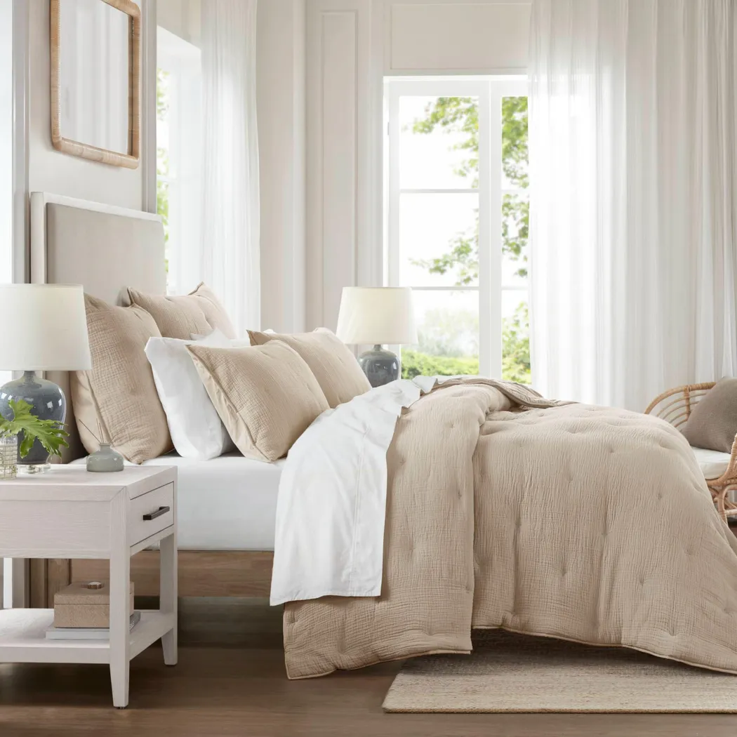 Osne Taupe 3 Pc King Quilt Set - Image 3
