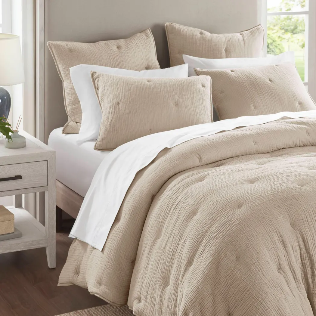 Osne Taupe 3 Pc King Quilt Set - Image 5