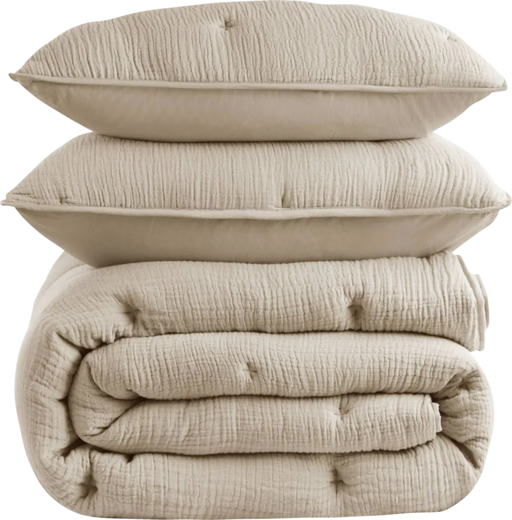 Osne Taupe 3 Pc King Quilt Set - Image 8