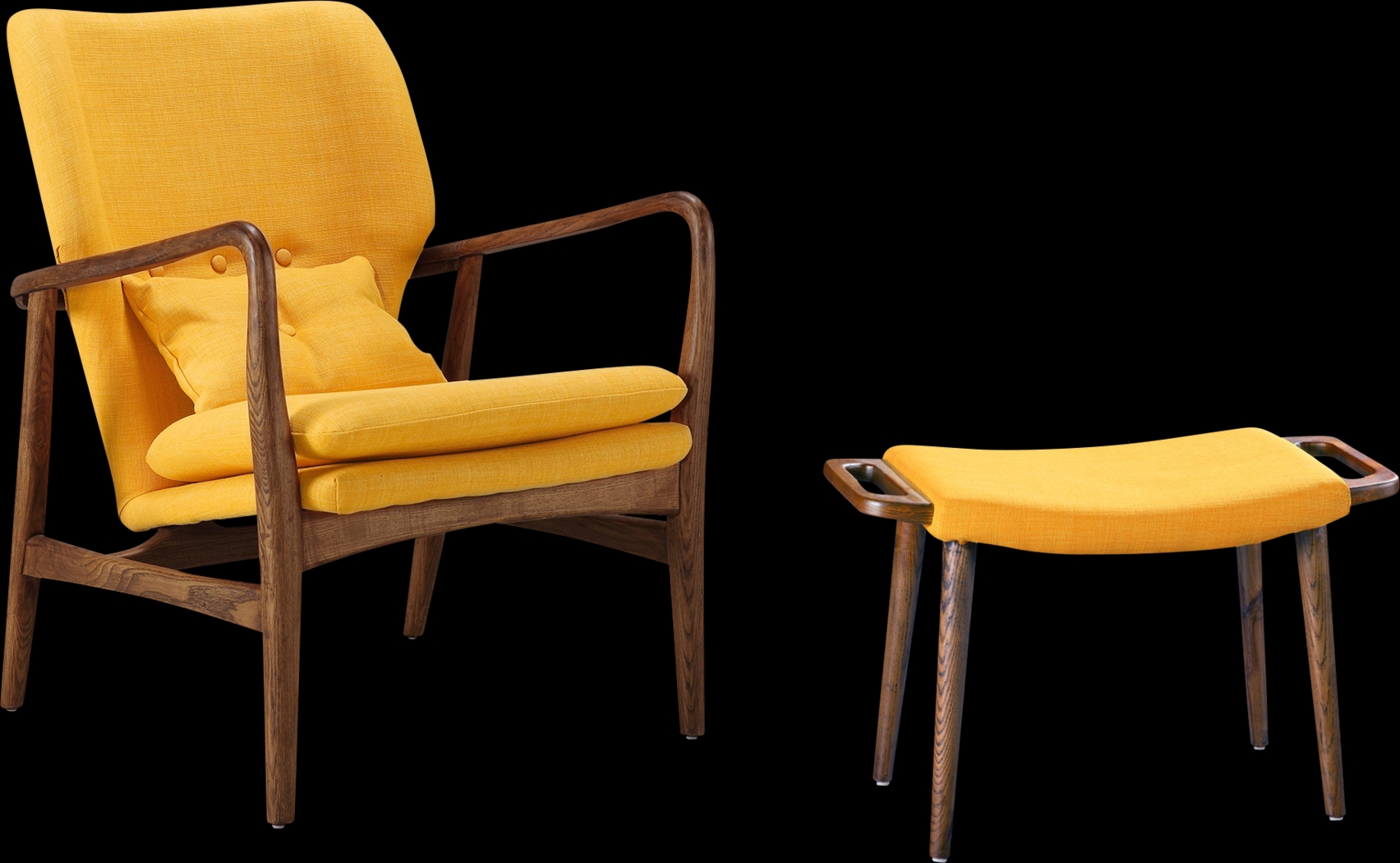 Otelia Yellow Accent Chair & Ottoman - Thumbnail - Image 1
