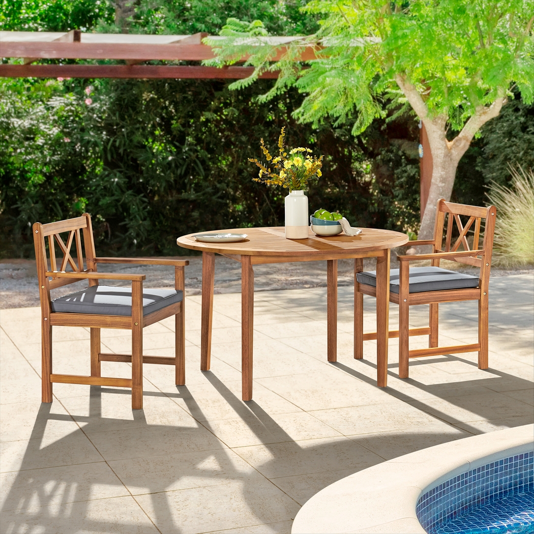 Outdoor Adlea Brown 3pc Dining Set - Thumbnail - Image 2