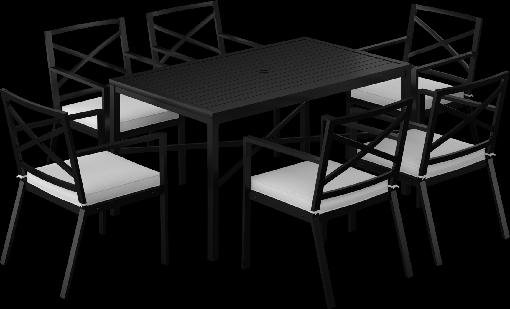 Outdoor Aisne Black 7 Pc Dining Set - Thumbnail - Image 1
